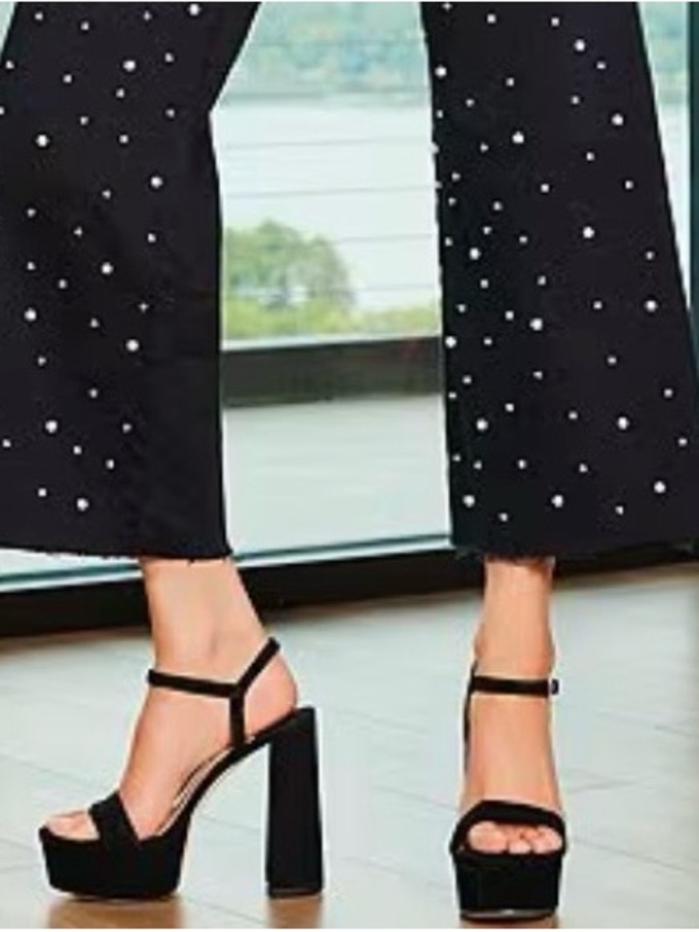 Antonio Melanie Seena Suede Platform Black Dress Sandals Size 9 New